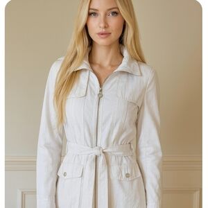 Calvin Klein | White Hooded Trench Coat Jacket